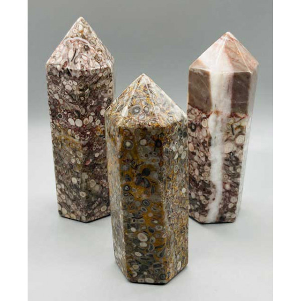 White Leopard Skin Jasper obelisk