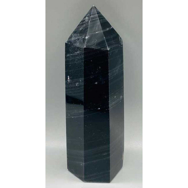 Obsidian, Black W silver stripes obelisk